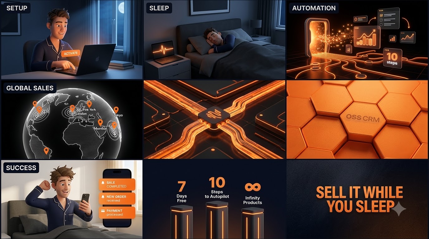 Set it up, sleep, and wake to completed sales — OSSCRM running the loop across the world
